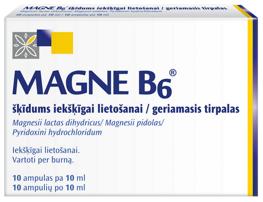 MAGNE B6 (Magnijs) šķīdums iekšķīgai lietošanai, ampulas, 10 gab.