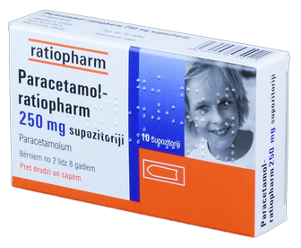 PARACETAMOL 250 mg supozitoriji, 10 gab.